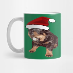 Cute Christmas Rottweiler With Red Santa Hat Mug